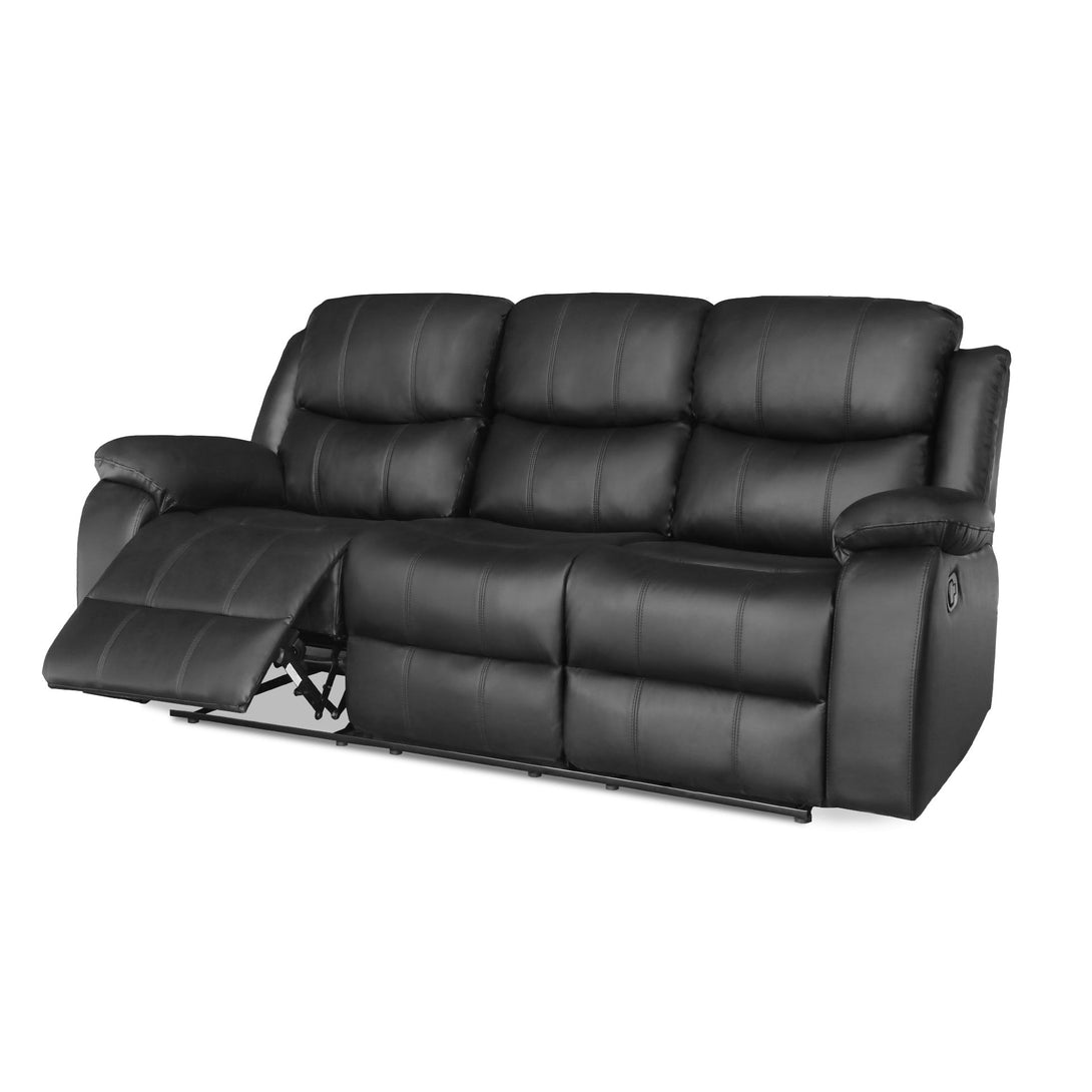 Wilson Manual 3 Seater Recliner Sofa - Black