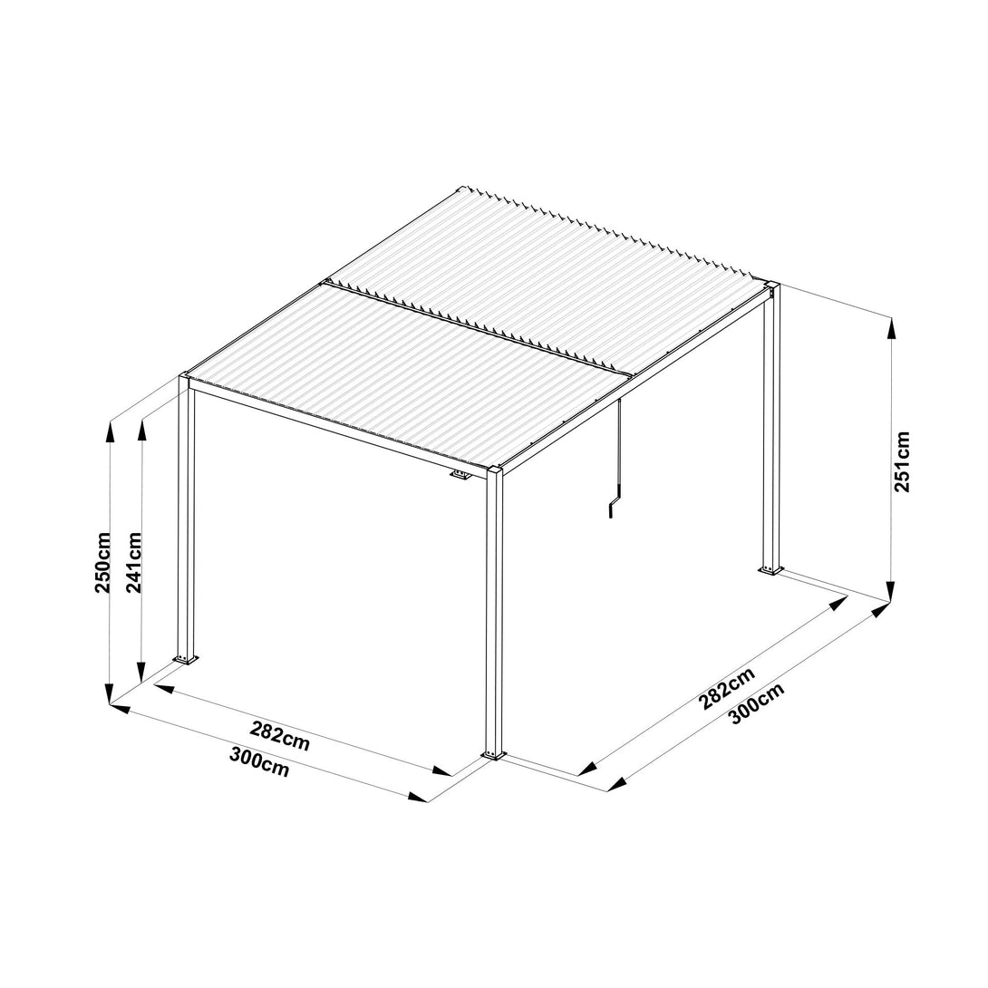 Toughout Manual Louvre Roof Aluminium Pergola 3m x 3m - Charcoal Grey