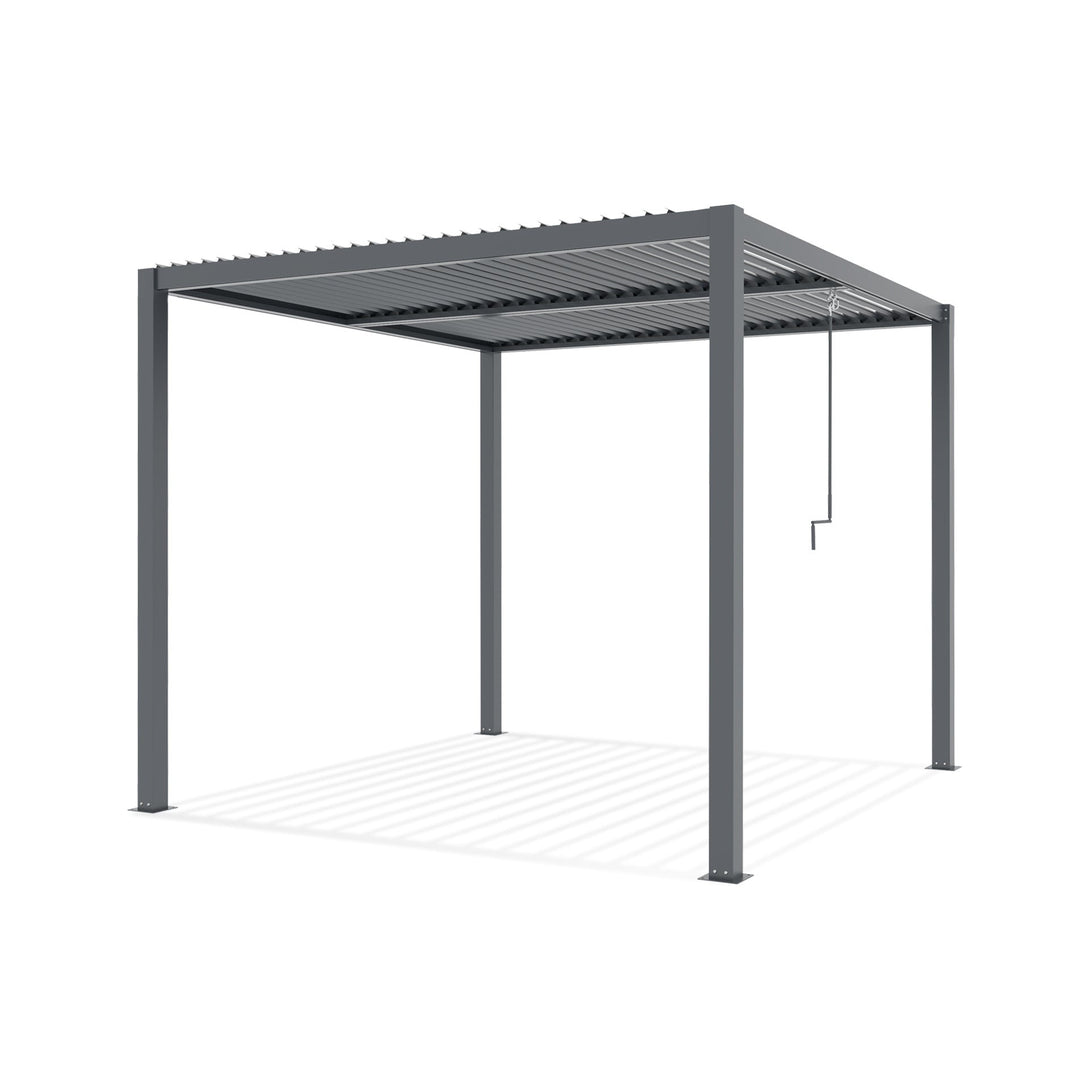 Toughout Manual Louvre Roof Aluminium Pergola 3m x 3m - Charcoal Grey