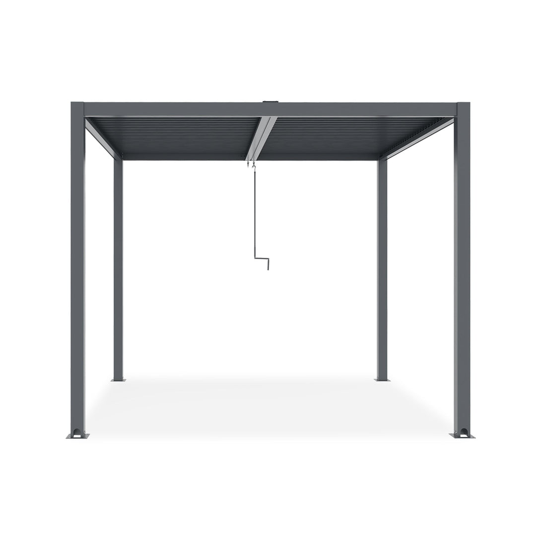 Toughout Manual Louvre Roof Aluminium Pergola 3m x 3m - Charcoal Grey