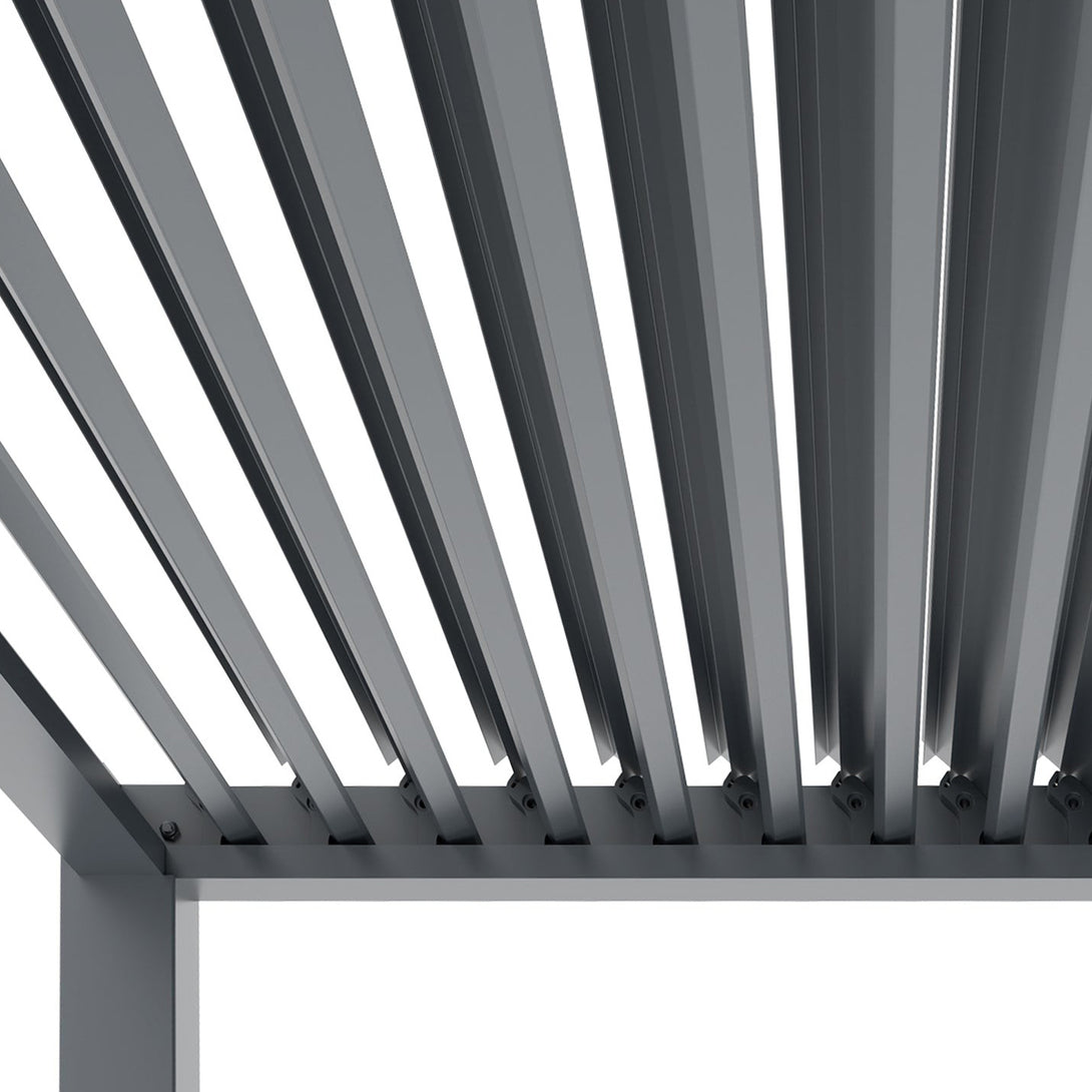 Toughout Manual Louvre Roof Aluminium Pergola 3m x 3m - Charcoal Grey