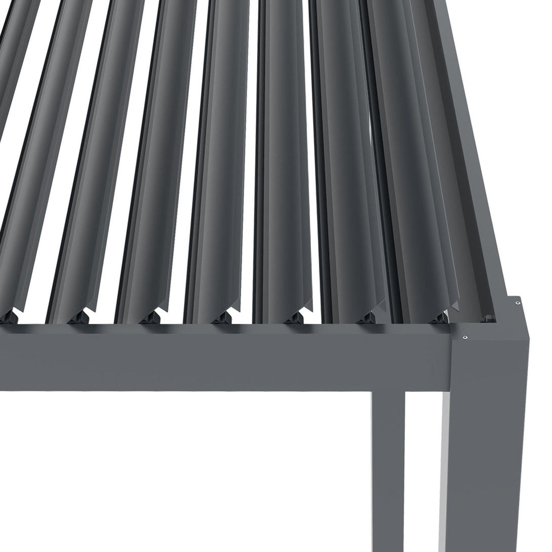 Toughout Manual Louvre Roof Aluminium Pergola 3m x 3m - Charcoal Grey