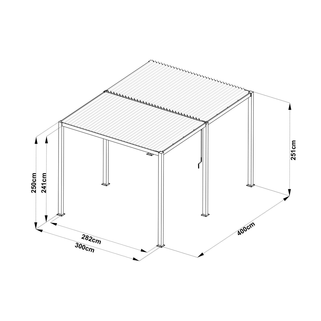 Toughout Manual Louvre Roof Aluminium Pergola 4m x 3m - Charcoal Grey