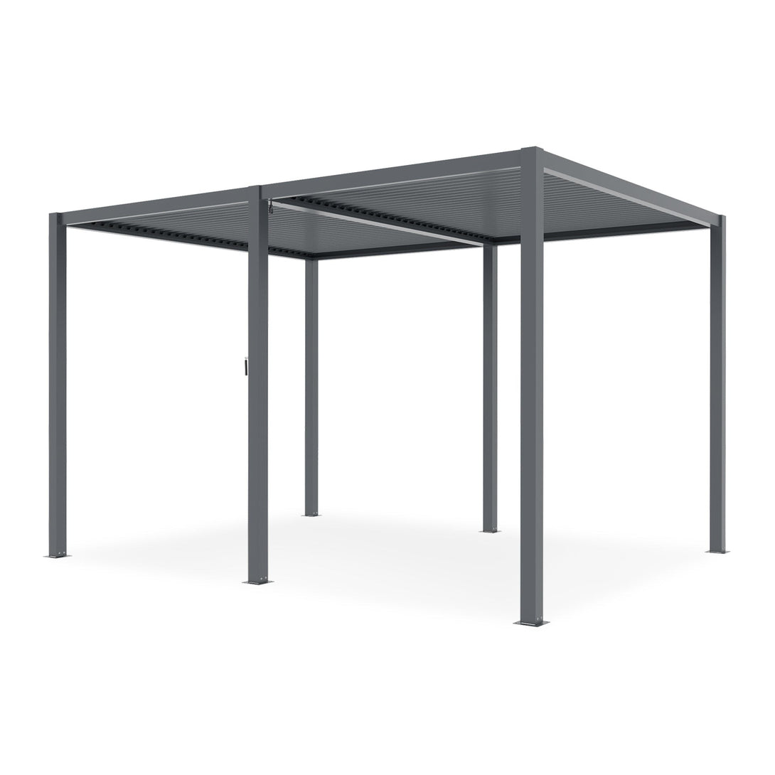 Toughout Manual Louvre Roof Aluminium Pergola 4m x 3m - Charcoal Grey