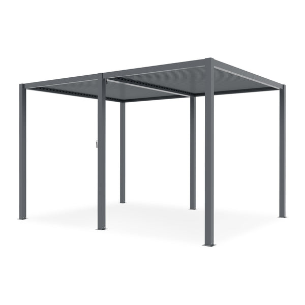 Toughout Manual Louvre Roof Aluminium Pergola 4m x 3m - Charcoal Grey