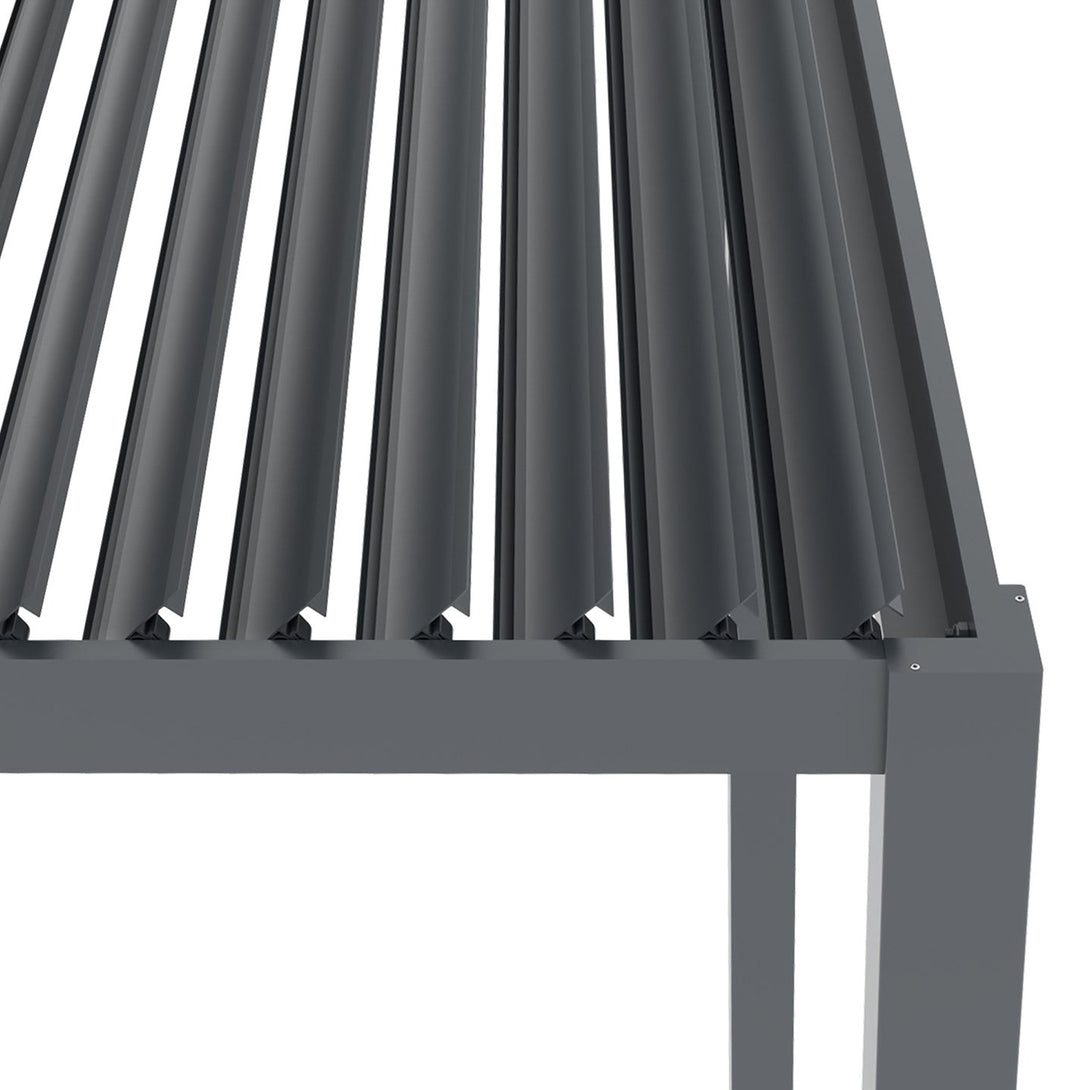 Toughout Manual Louvre Roof Aluminium Pergola 4m x 3m - Charcoal Grey