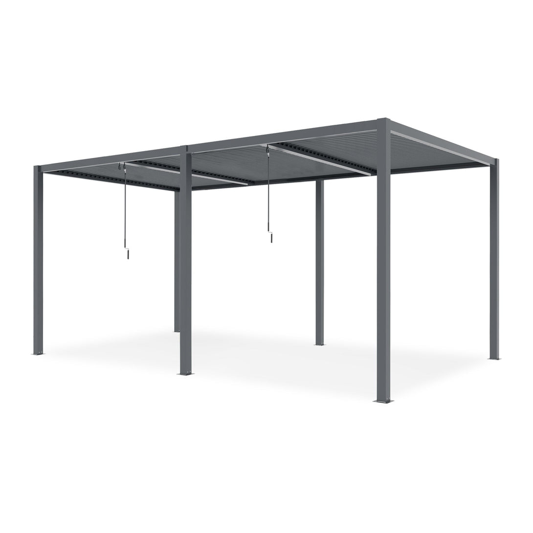 Toughout Manual Louvre Roof Aluminium Pergola 6m x 3m - Charcoal Grey