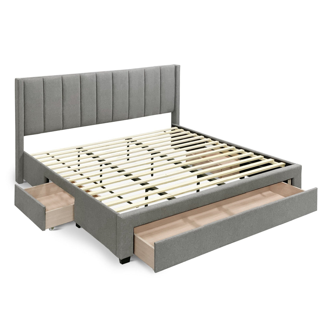 Hopkins Super King Bed Frame with Storage - Light Grey