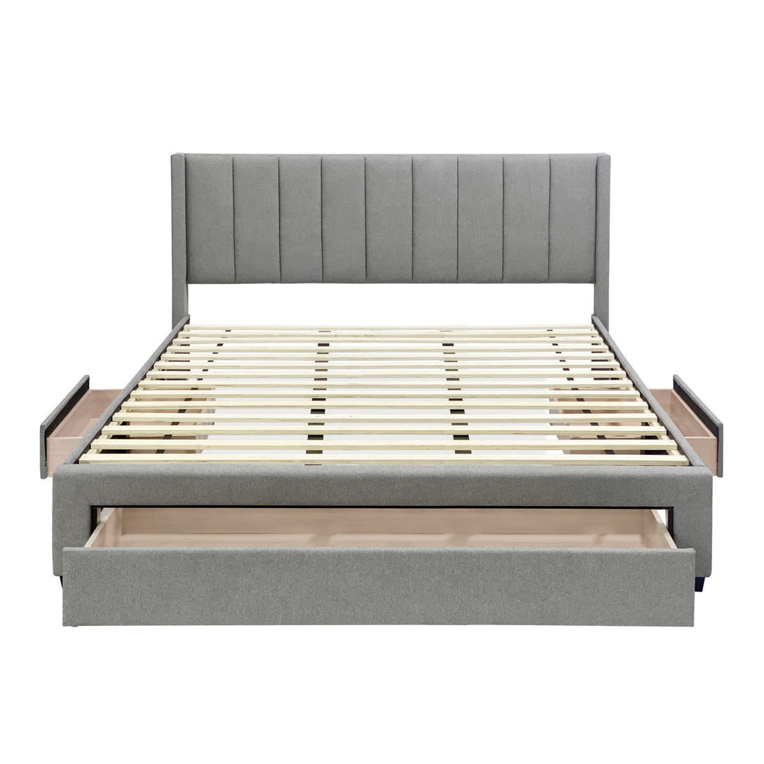 Hopkins Super King Bed Frame with Storage - Light Grey