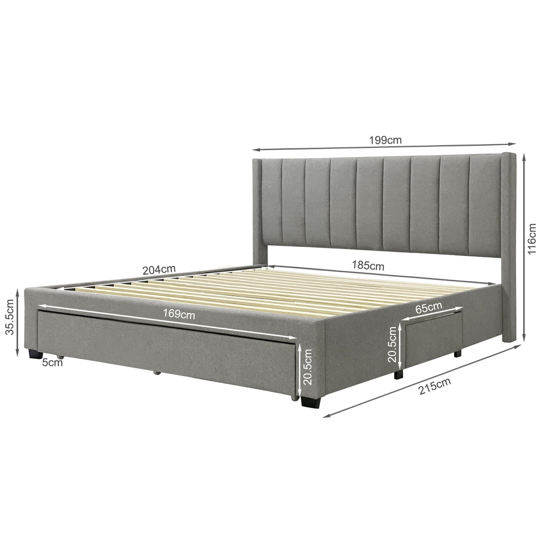 Hopkins Super King Bed Frame with Storage - Light Grey