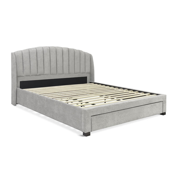 Barney Super King Bed Frame with Storage - Light Grey
