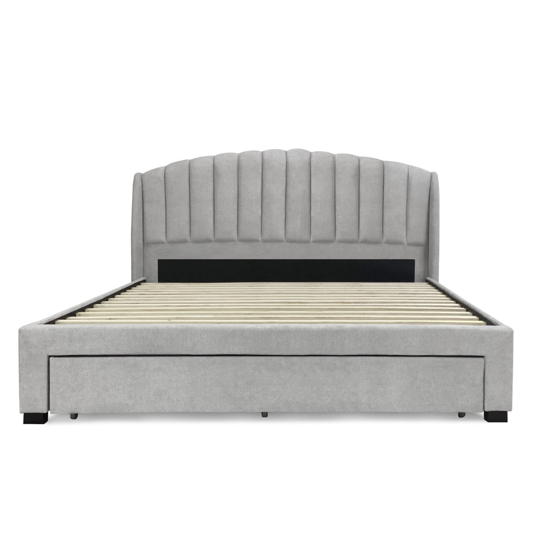 Barney Super King Bed Frame with Storage - Light Grey