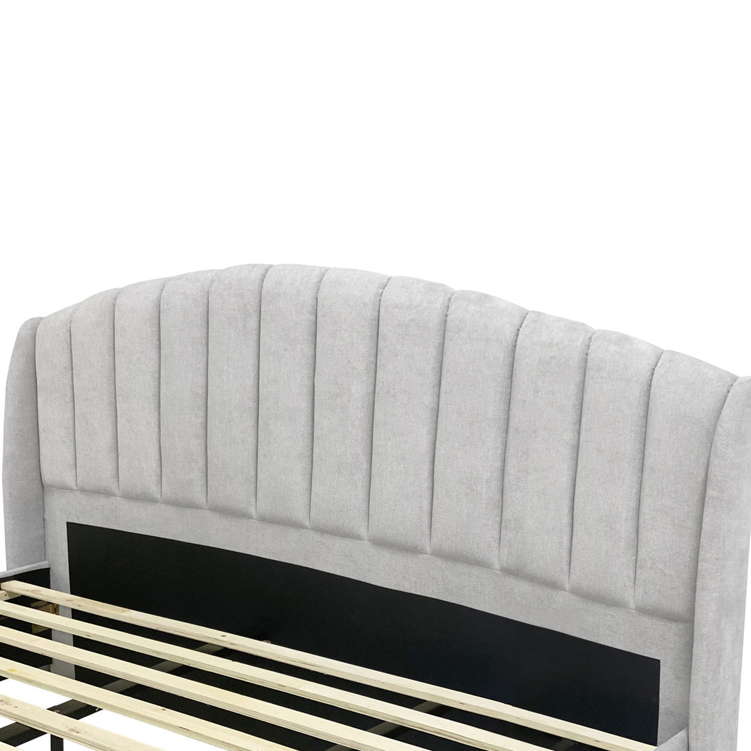 Barney Super King Bed Frame with Storage - Light Grey