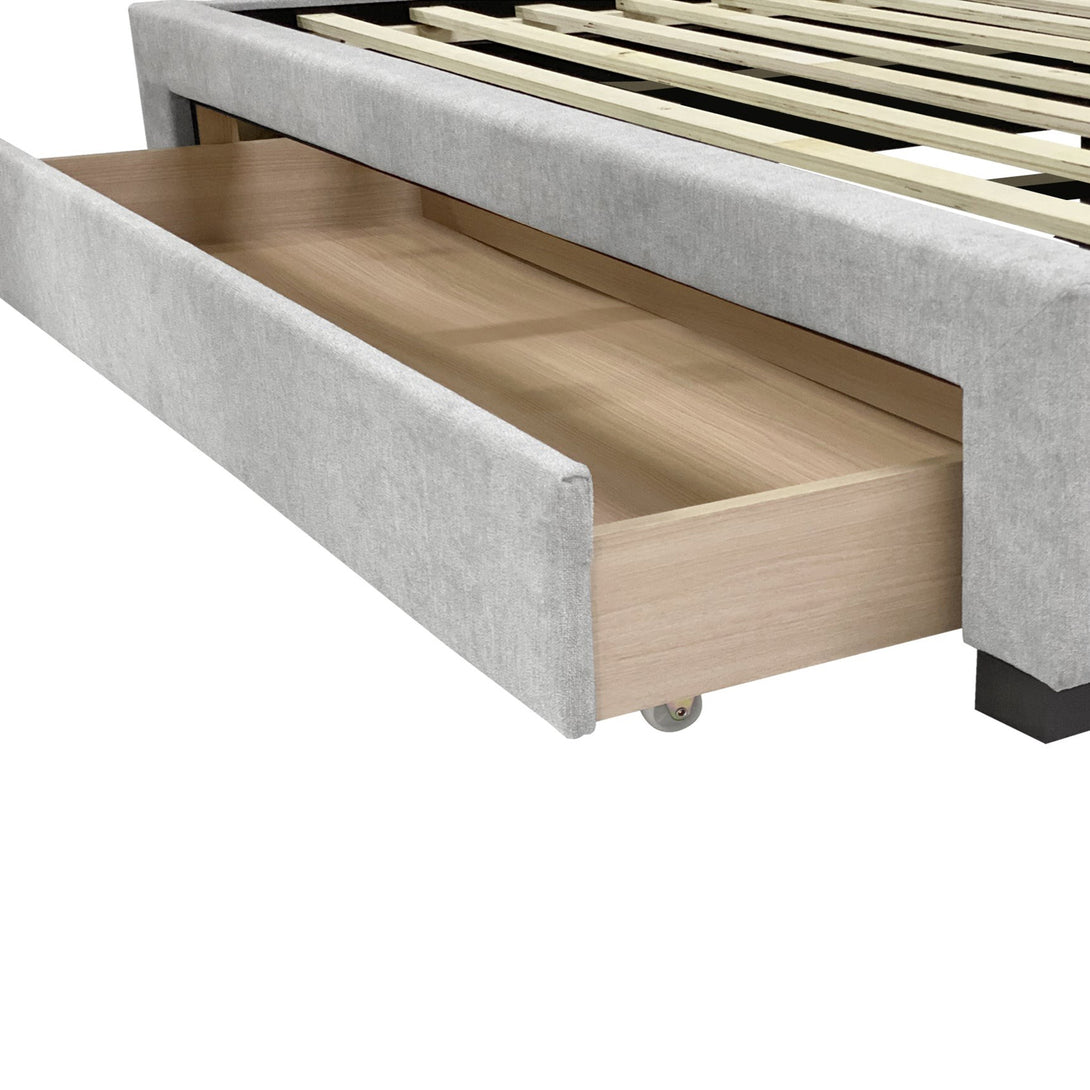 Barney Super King Bed Frame with Storage - Light Grey