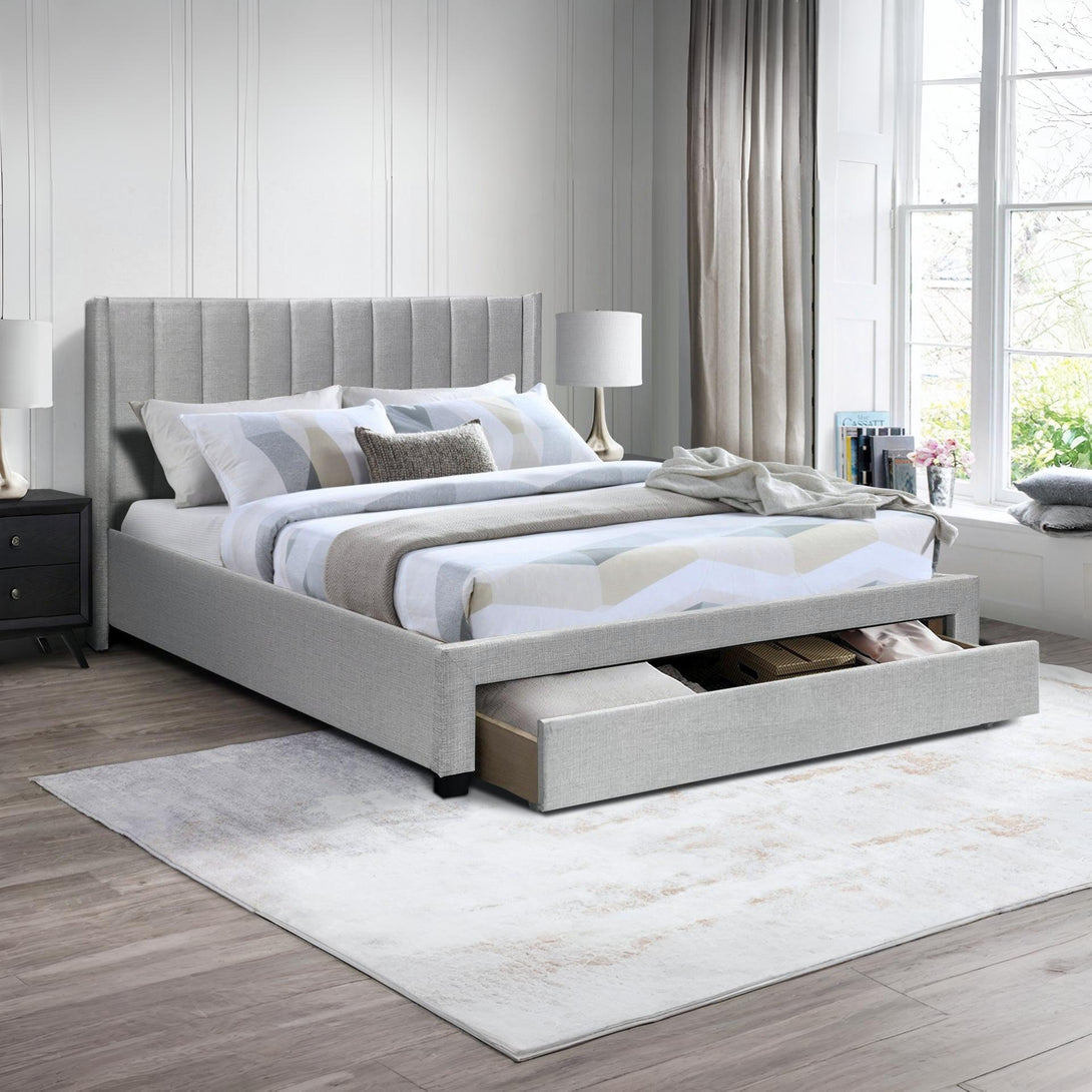 Hogan Super King Bed Frame with Storage - Light Grey