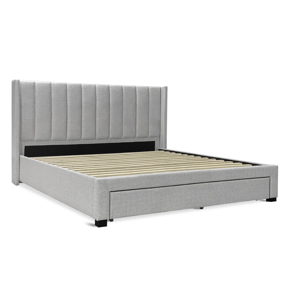 Hogan Super King Bed Frame with Storage - Light Grey