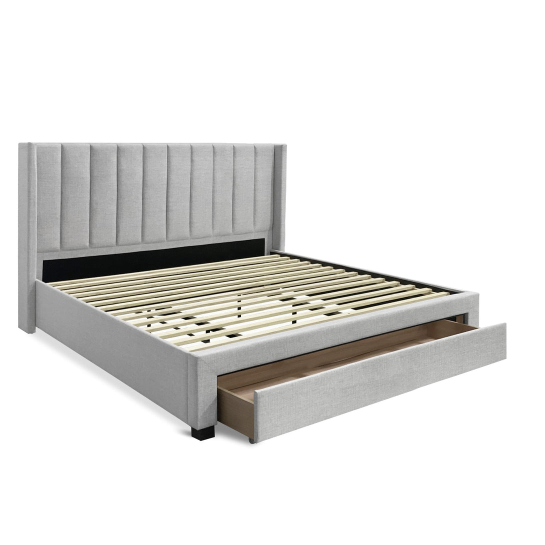 Hogan Super King Bed Frame with Storage - Light Grey