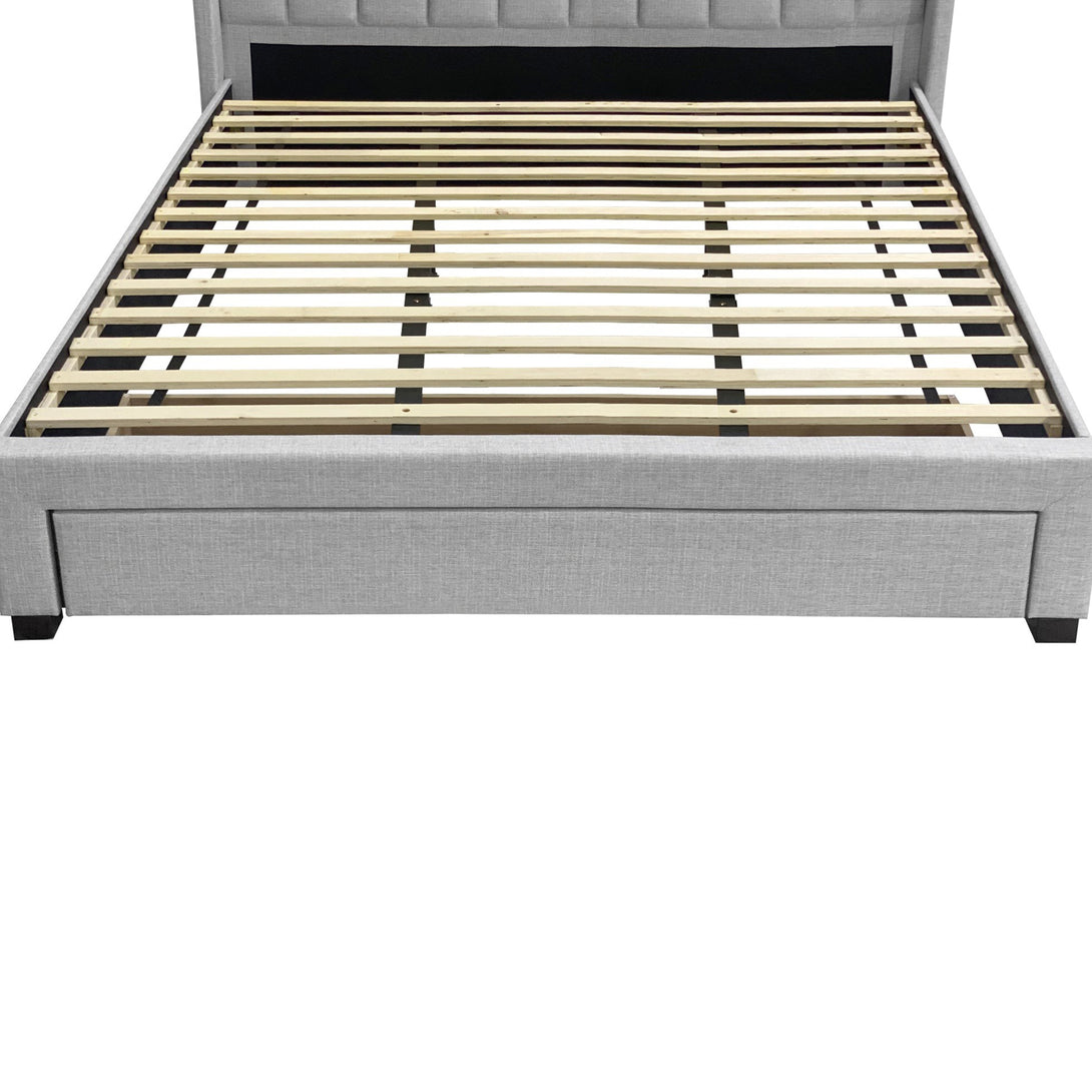Hogan Super King Bed Frame with Storage - Light Grey