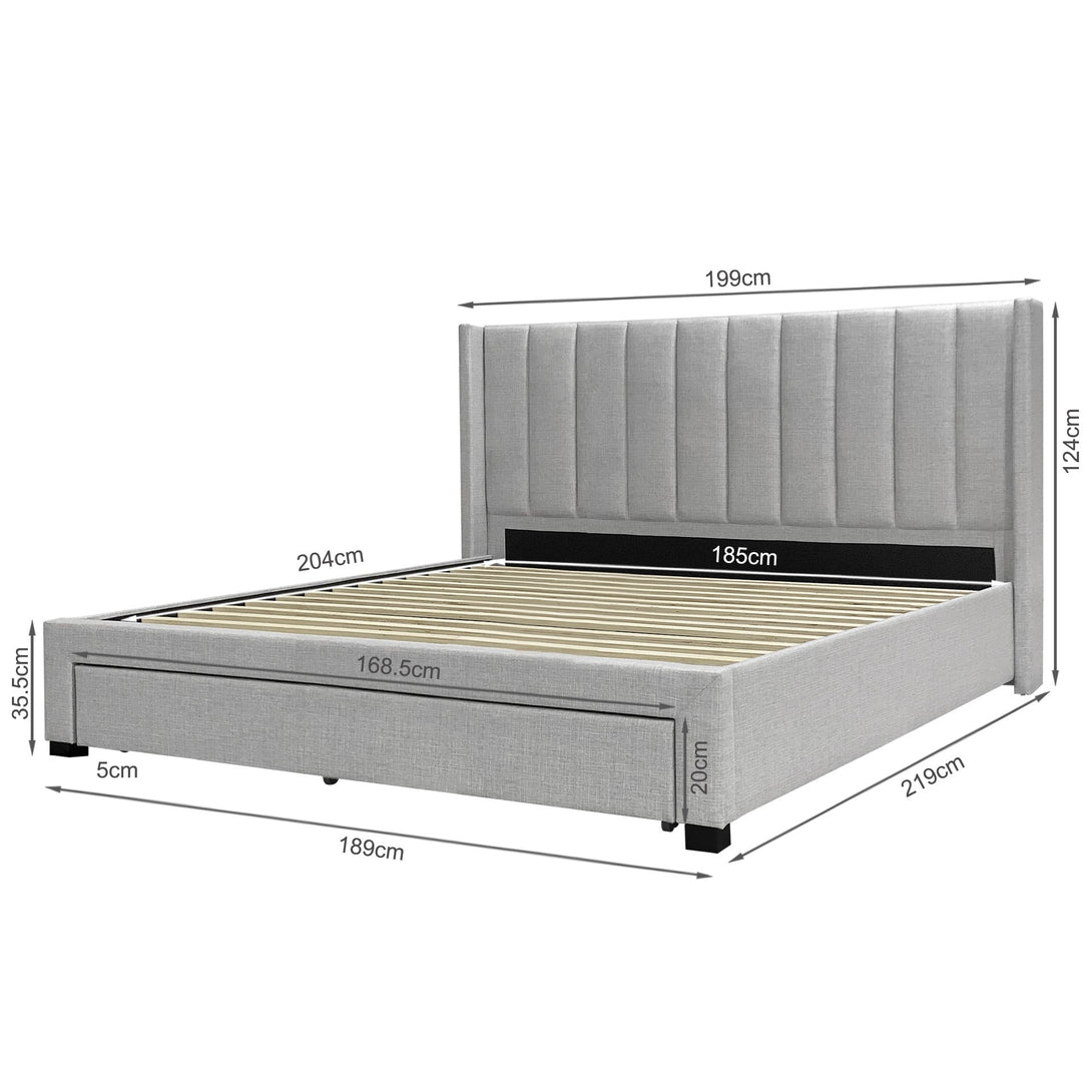 Hogan Super King Bed Frame with Storage - Light Grey