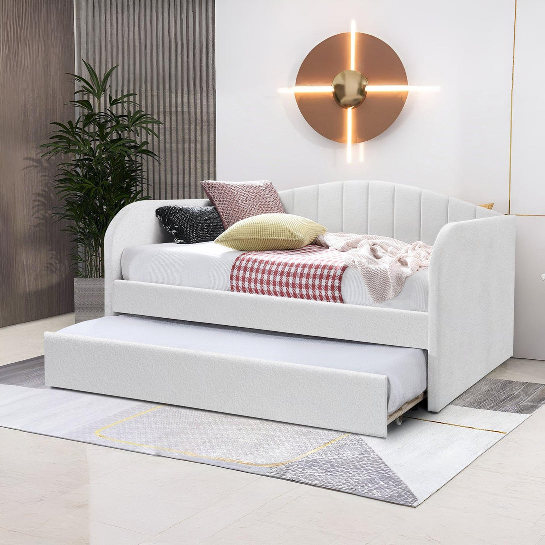 Majura Single Trundle Bed Frame - Cream