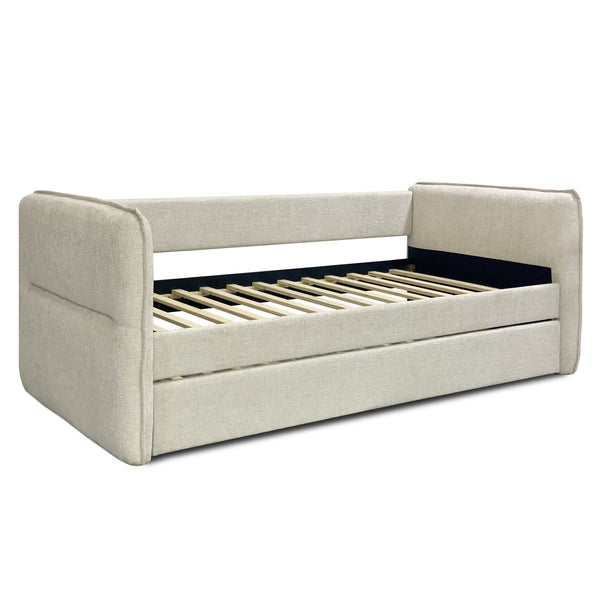 Joyce Single Trundle Bed Frame - Oat White