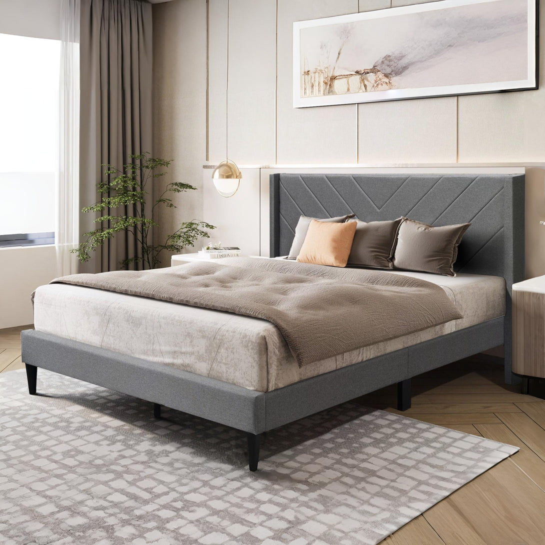 Bassie Double Bed Frame - Light Grey
