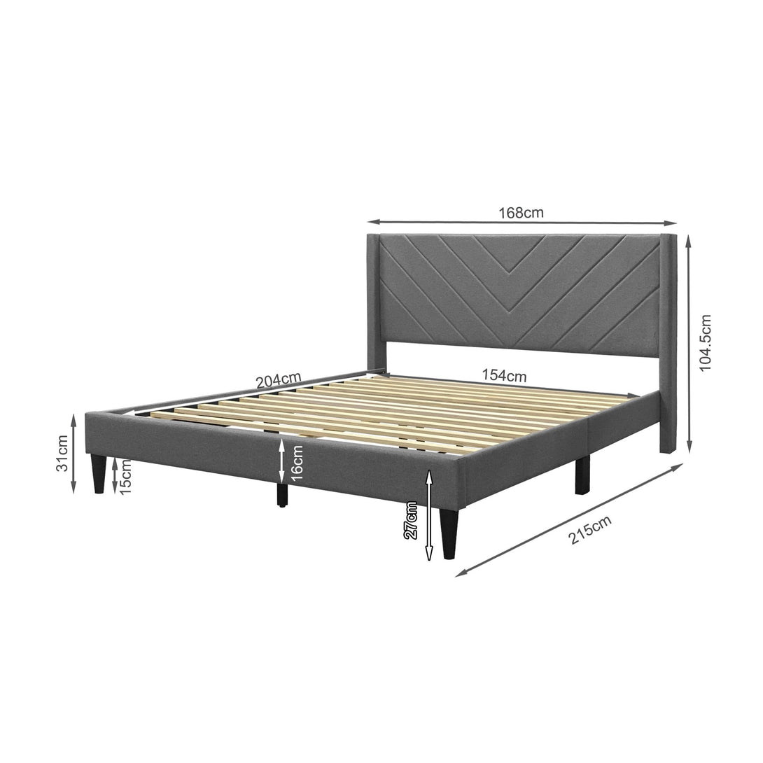 Bassie Queen Bed Frame - Light Grey