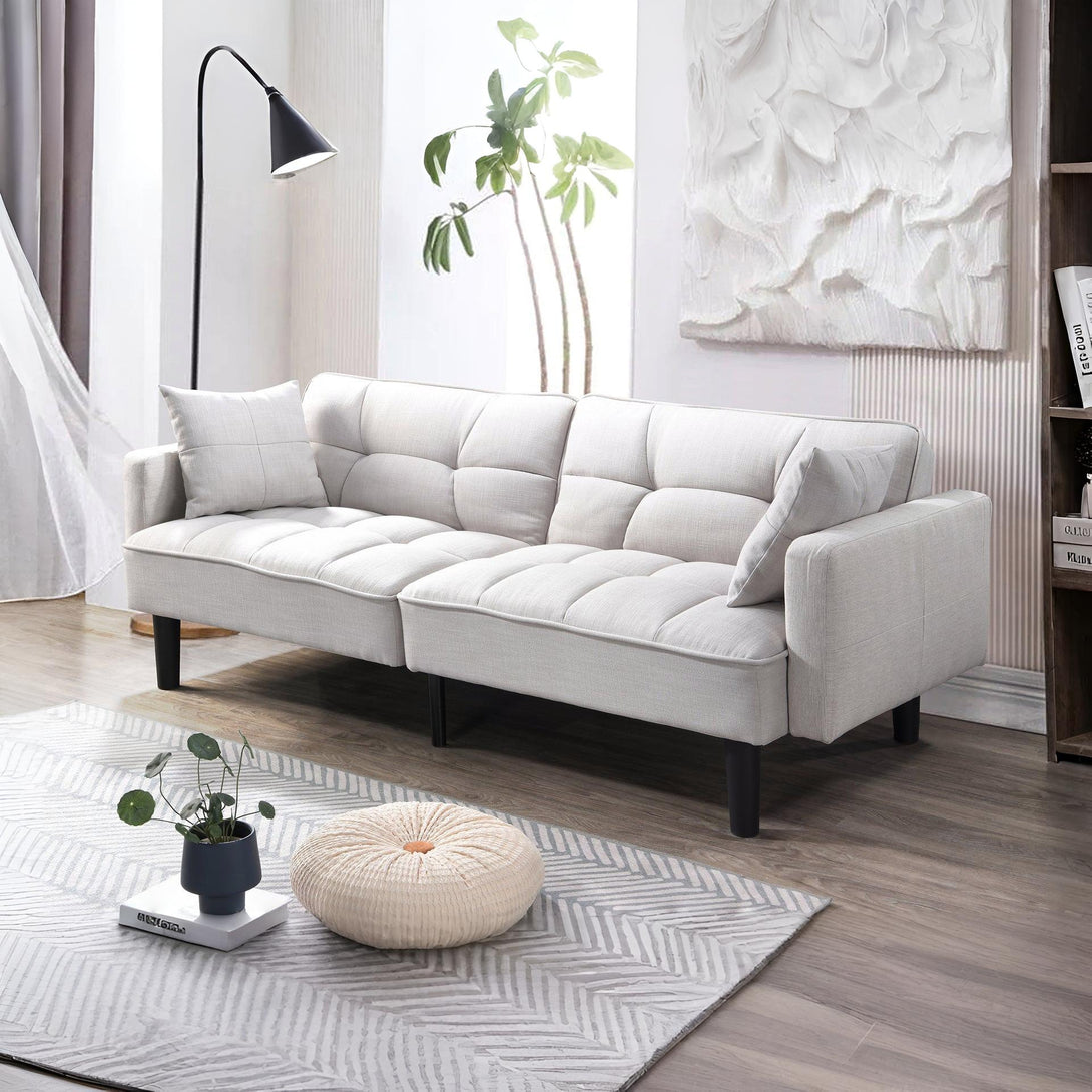 Boston 3 Seater Sofa Bed - Oat White