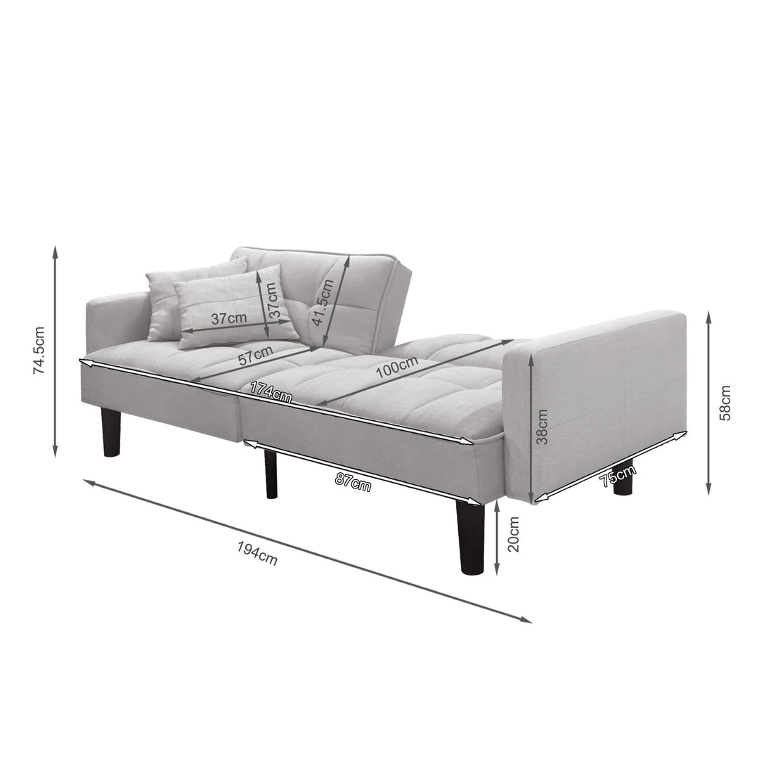 Boston 3 Seater Sofa Bed - Oat White