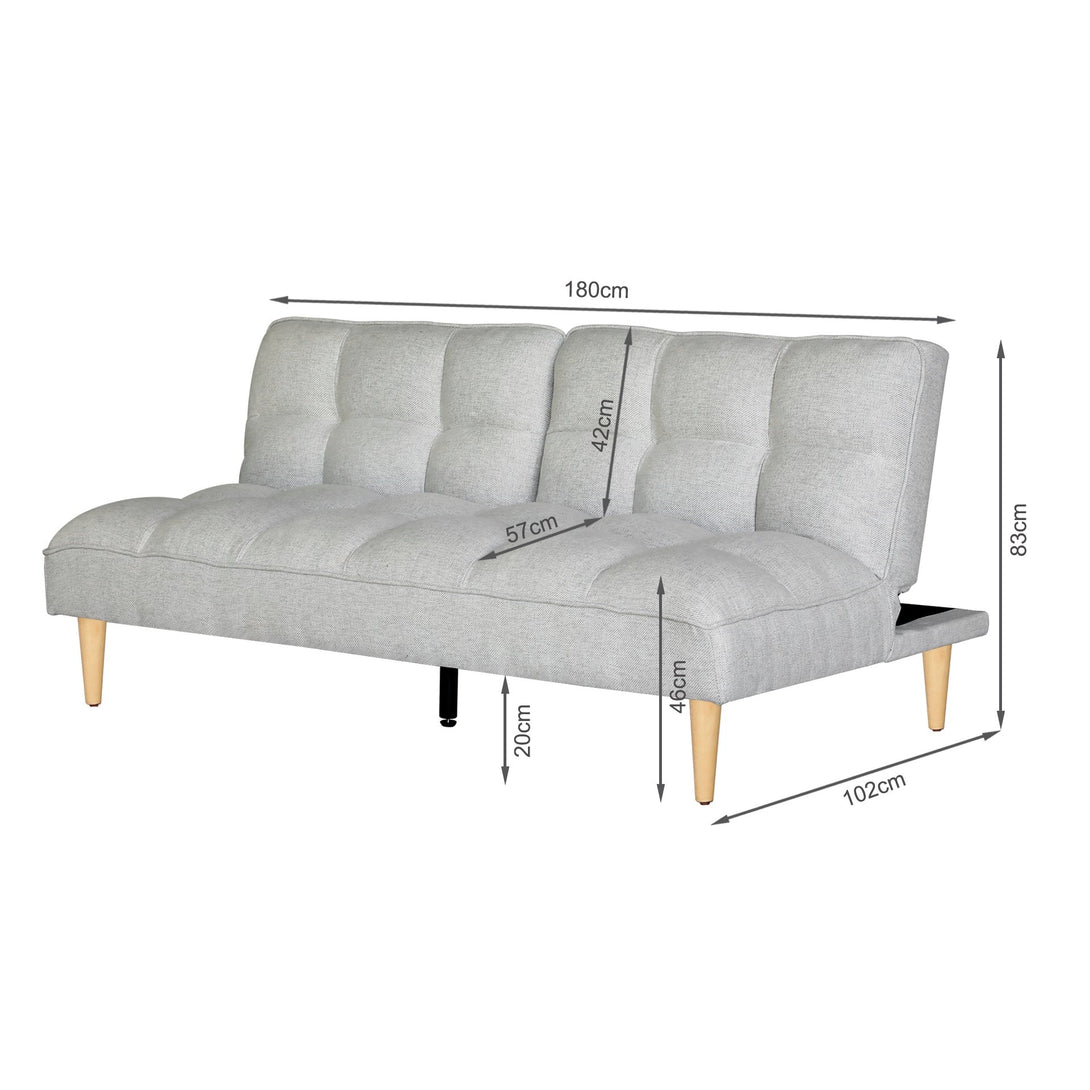 Barton 3 Seater Sofa Bed - Light Grey