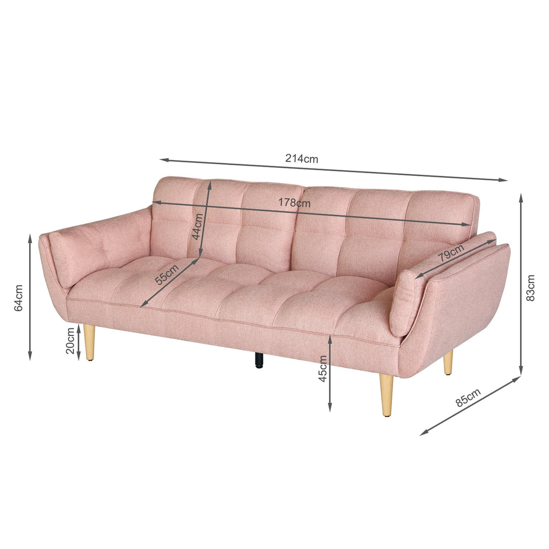 Dover 3 Seater Sofa Bed - Pink