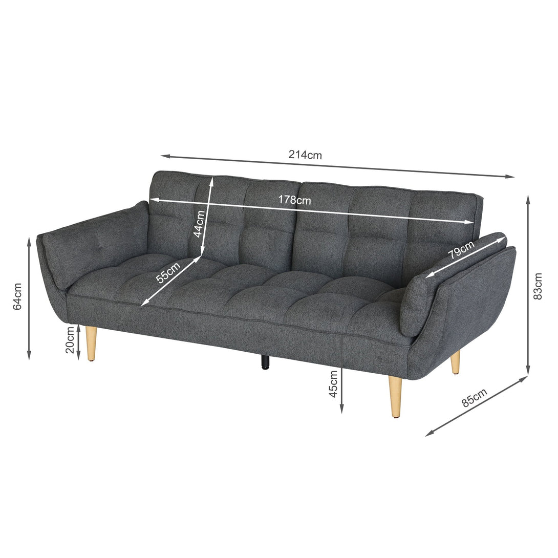 Dover 3 Seater Sofa Bed - Dark Grey