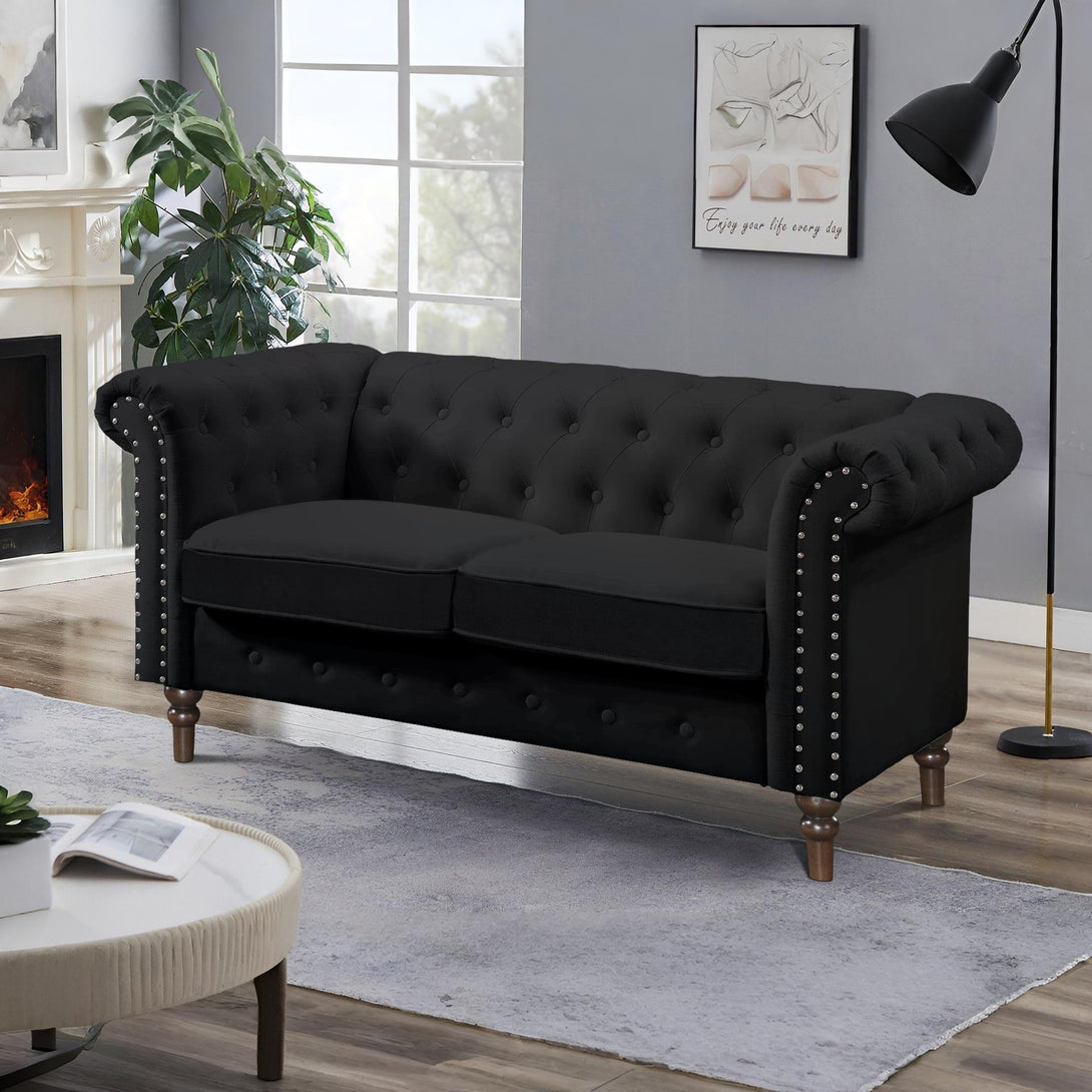 Chesley Velvet 2 Seater Sofa - Black