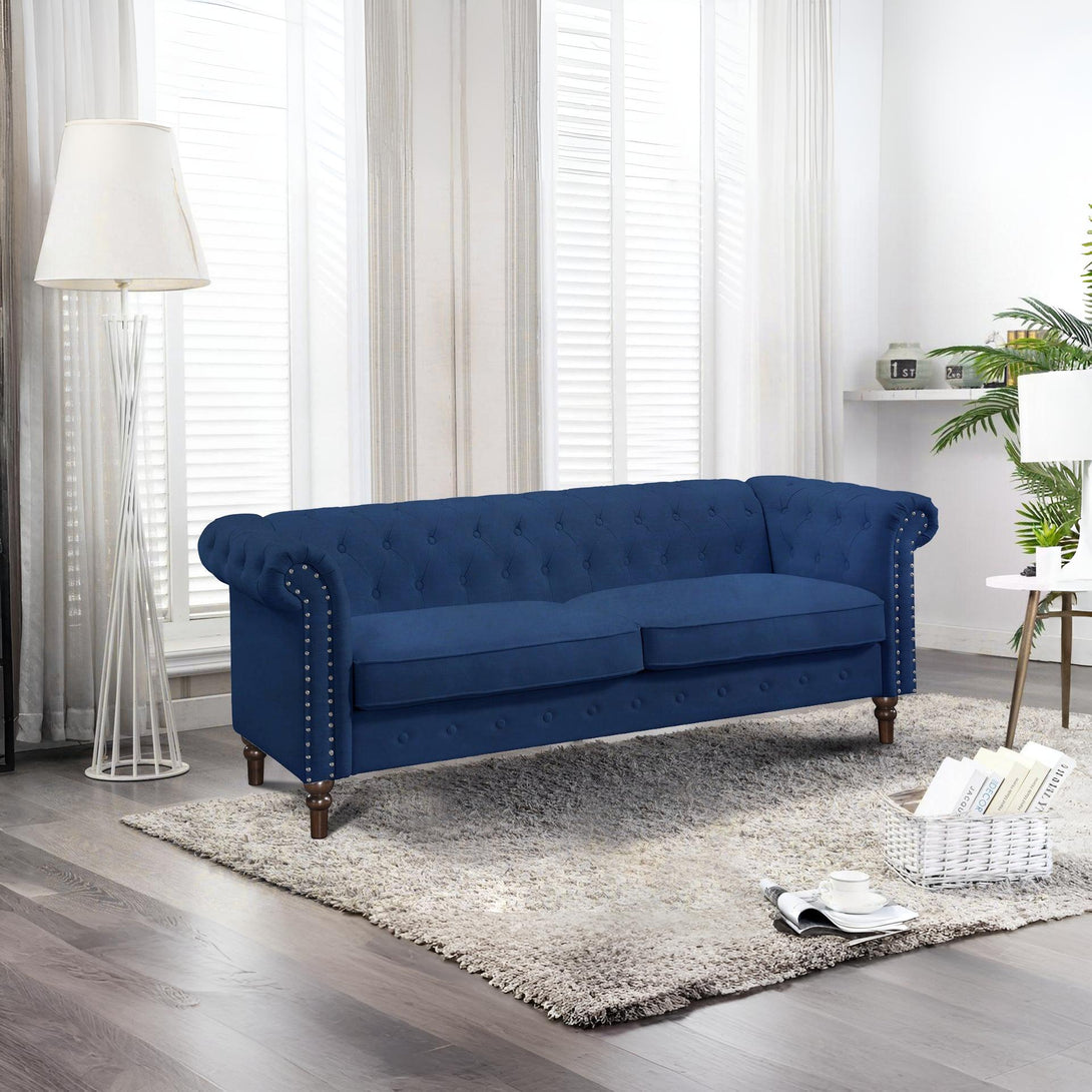 Chesley Velvet 3 Seater Sofa - Navy Blue