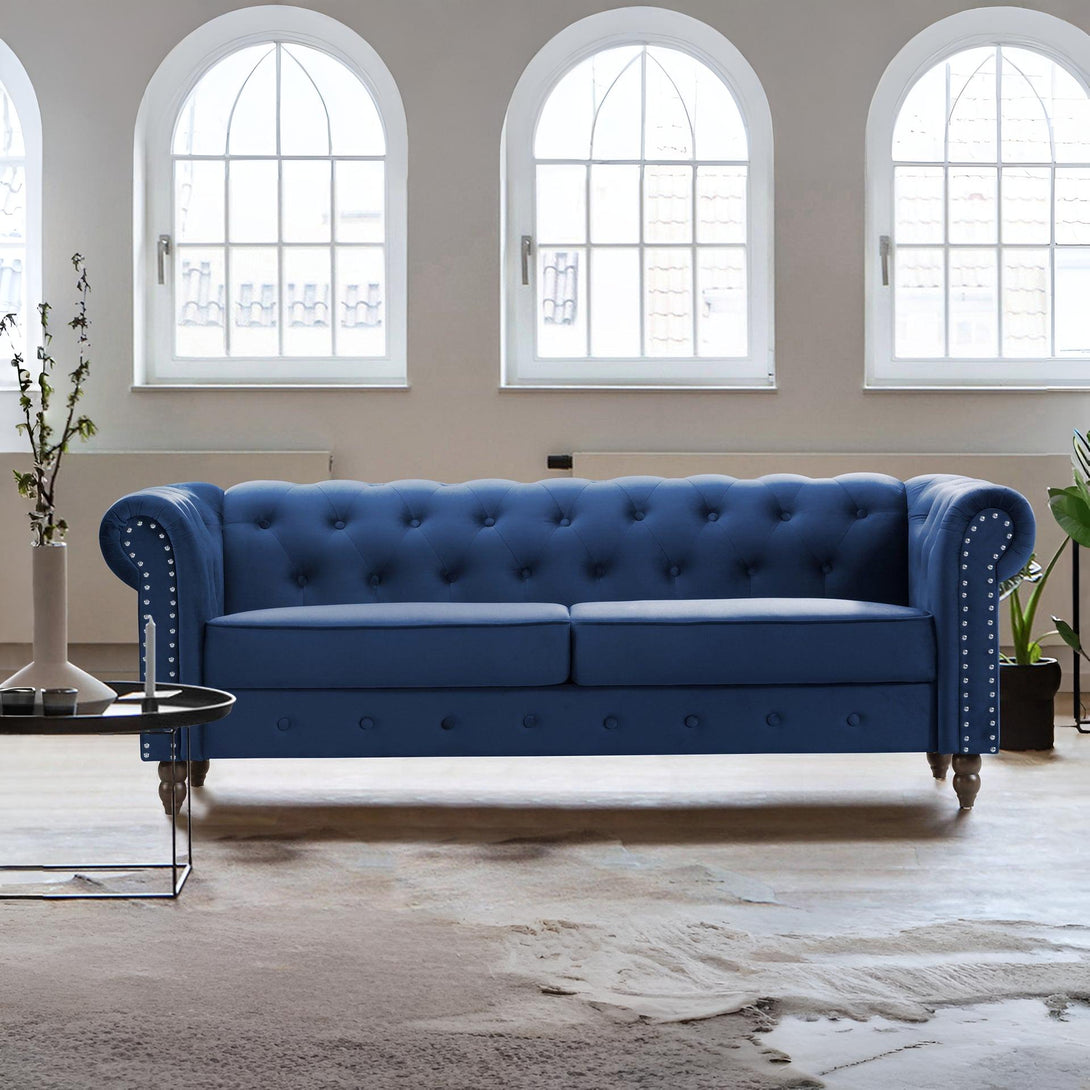 Chesley Velvet 3 Seater Sofa - Navy Blue