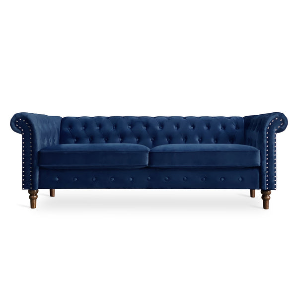 Chesley Velvet 3 Seater Sofa - Navy Blue