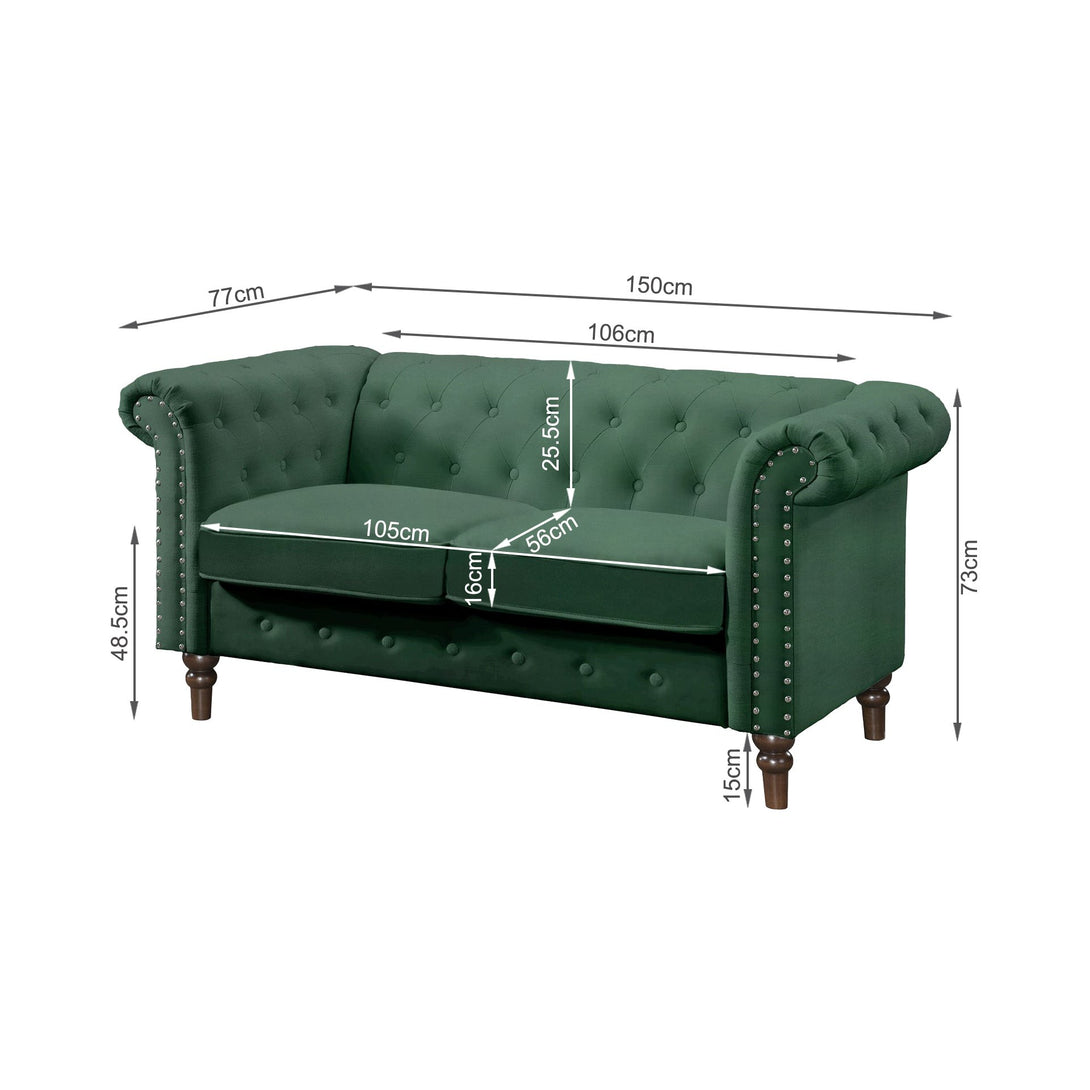 Chesley Velvet 2 Seater Sofa - Green