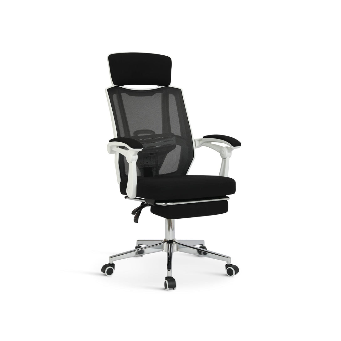 Melissa Office Chair with Footrest - Black + White