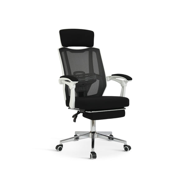 Melissa Office Chair with Footrest - Black + White