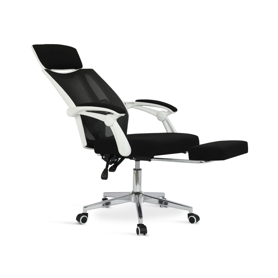 Melissa Office Chair with Footrest - Black + White