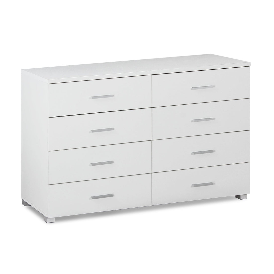Bram Low Boy 8 Drawer Chest Dresser - White