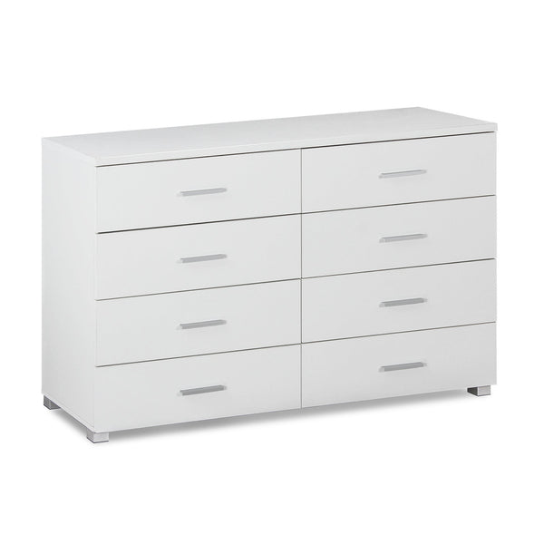 Bram Low Boy 8 Drawer Chest Dresser - White