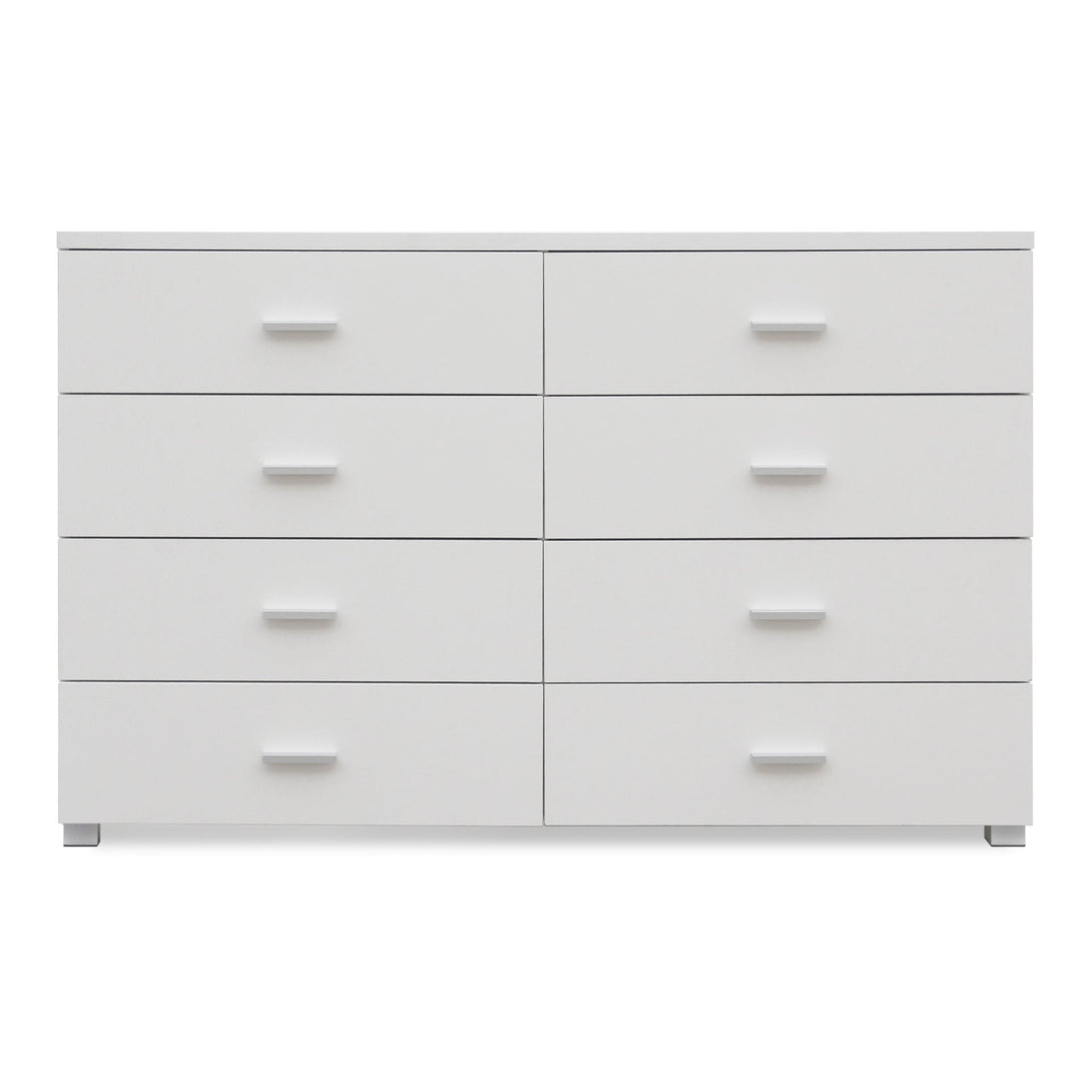 Bram Low Boy 8 Drawer Chest Dresser - White