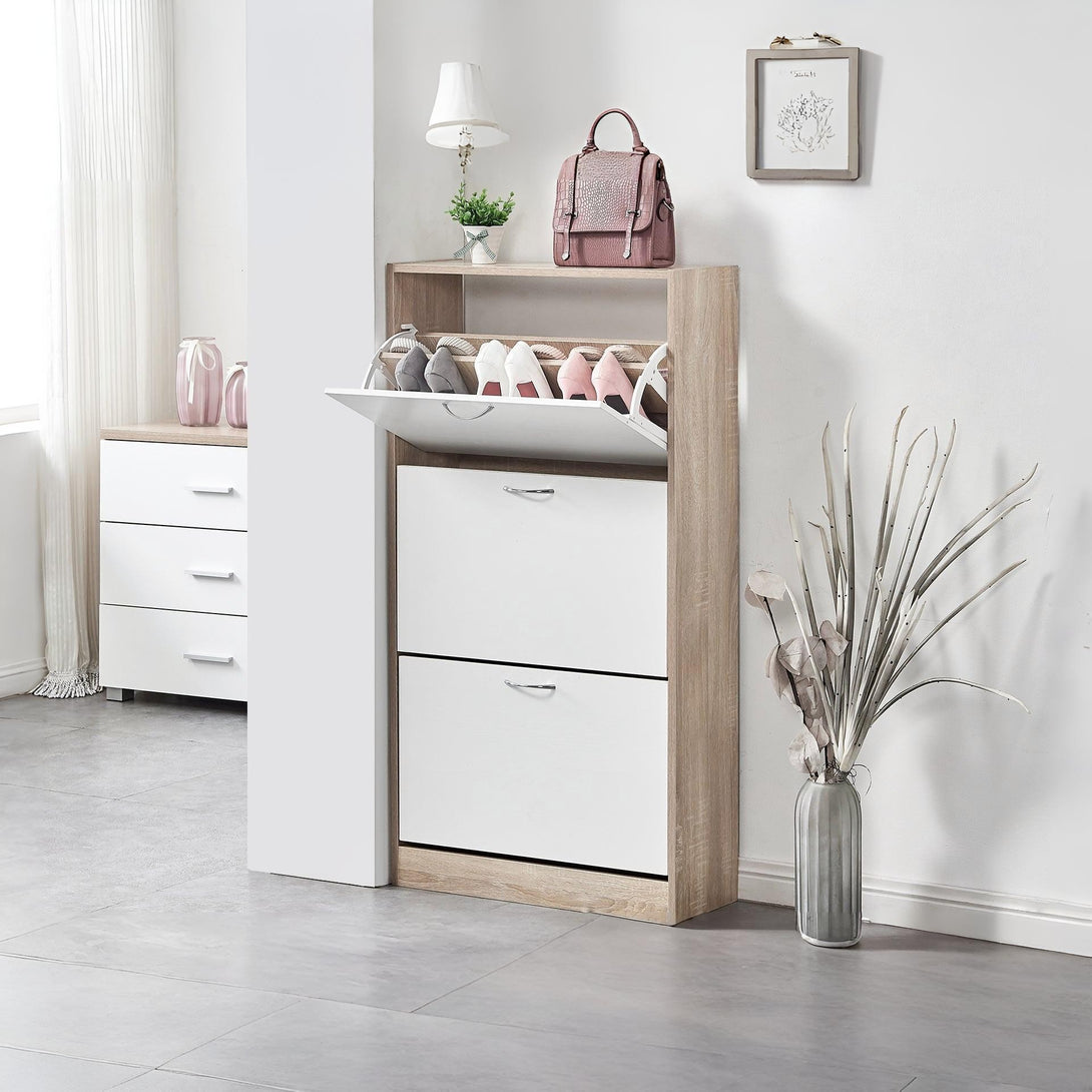 Matilda 3 Drawer Shoe Cabinet Storage Rack - Oak