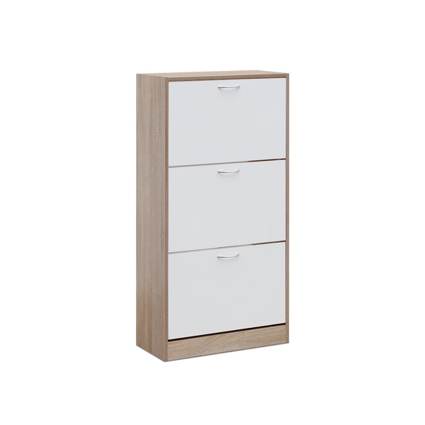 Matilda 3 Drawer Shoe Cabinet Storage Rack - Oak