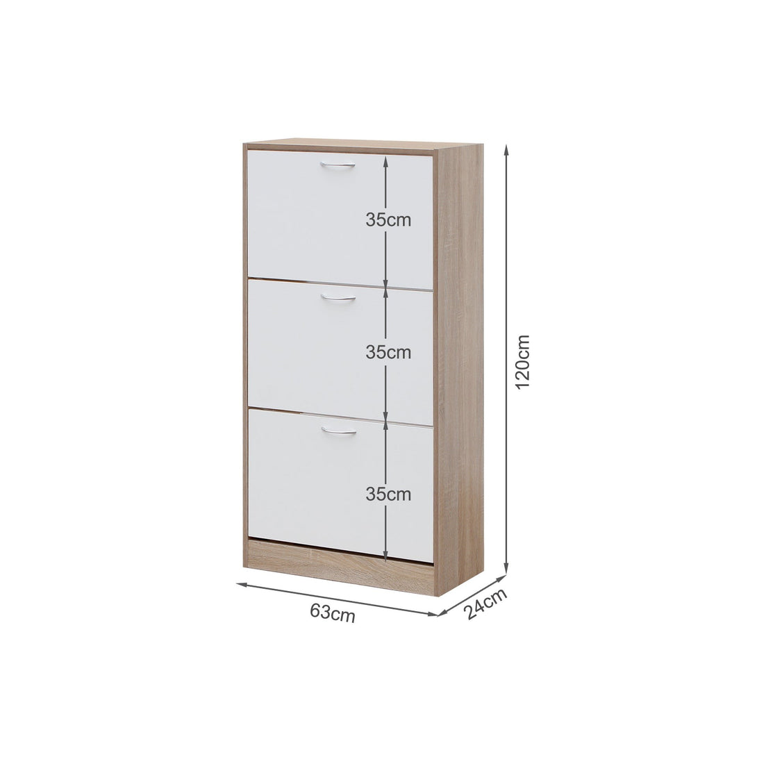 Matilda 3 Drawer Shoe Cabinet Storage Rack - Oak