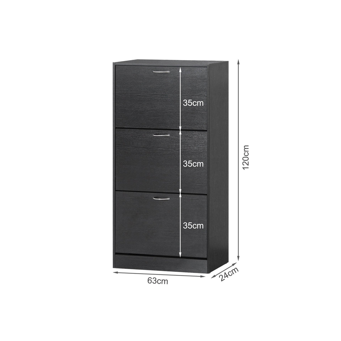 Matilda 3 Drawer Shoe Cabinet Storage Rack - Black