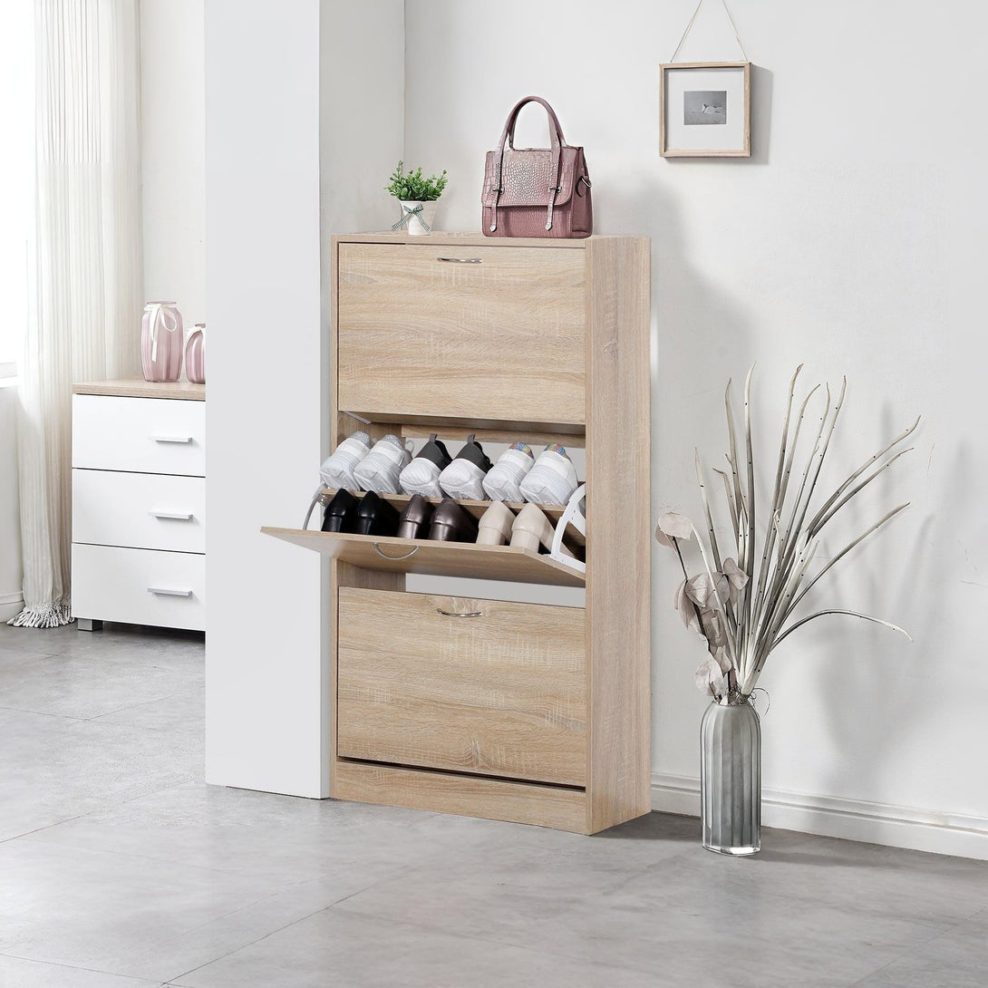 Matilda 3 Drawer Shoe Cabinet Storage Rack - Maple