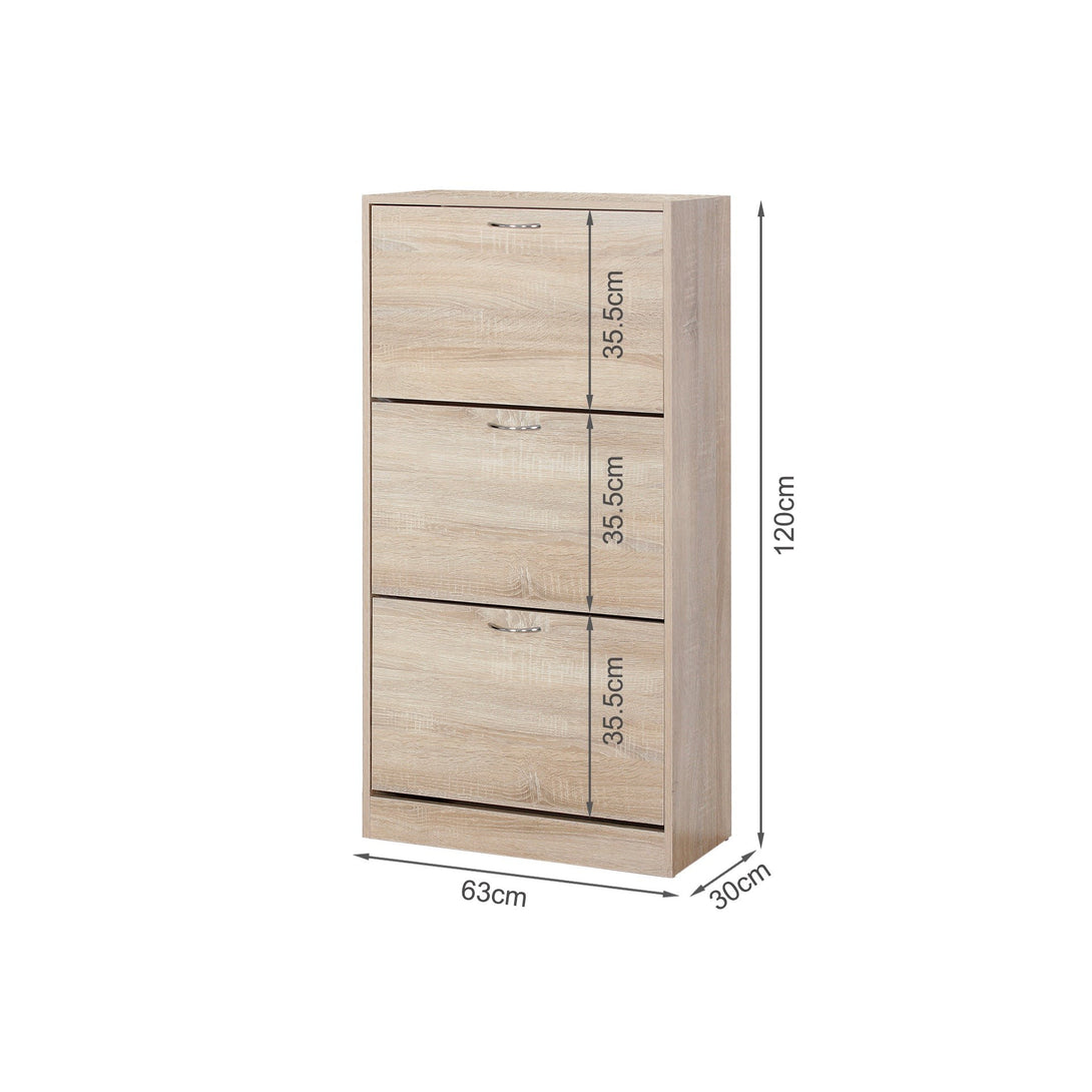 Matilda 3 Drawer Shoe Cabinet Storage Rack - Maple