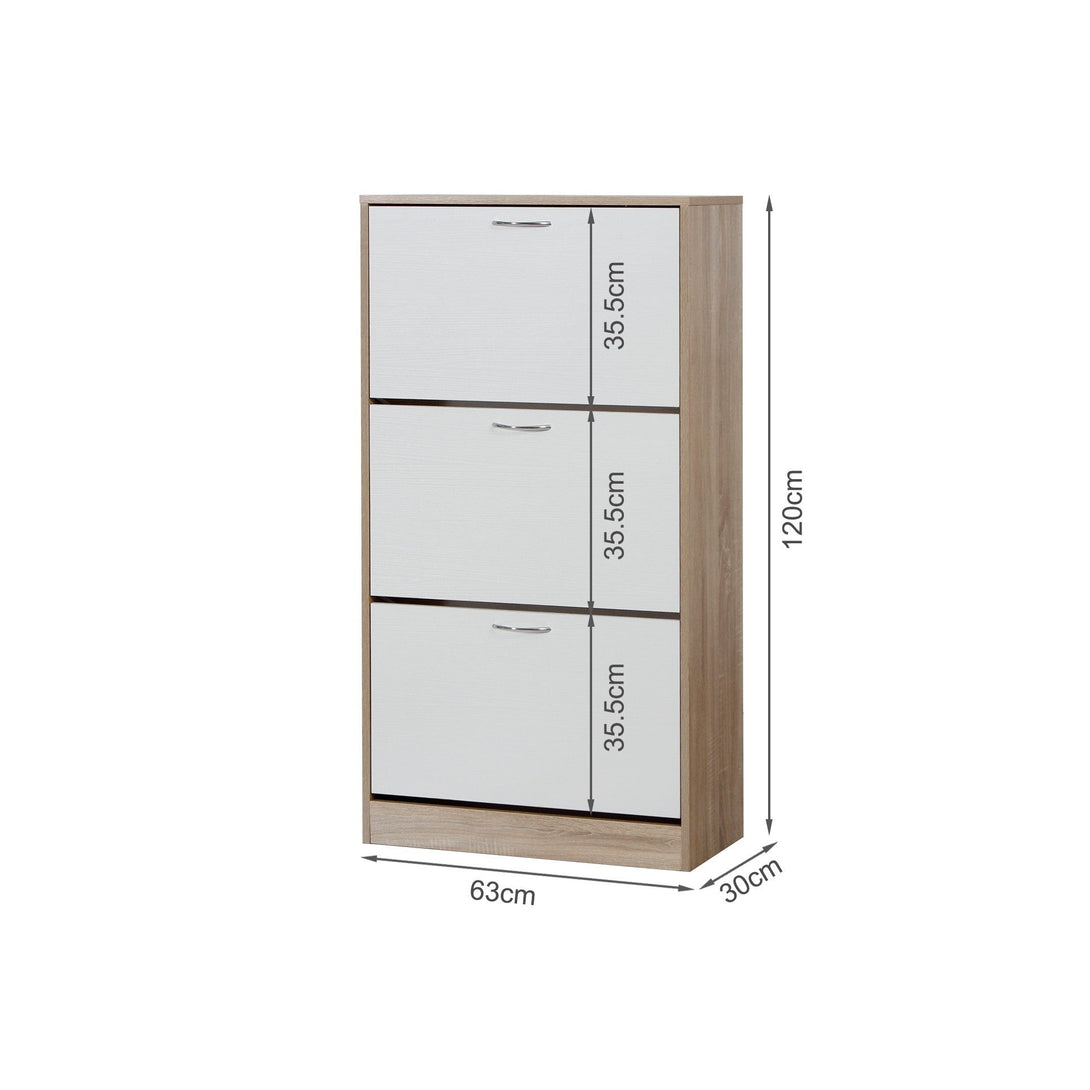 Anau 3 Drawer Shoe Cabinet Storage Rack - Oak